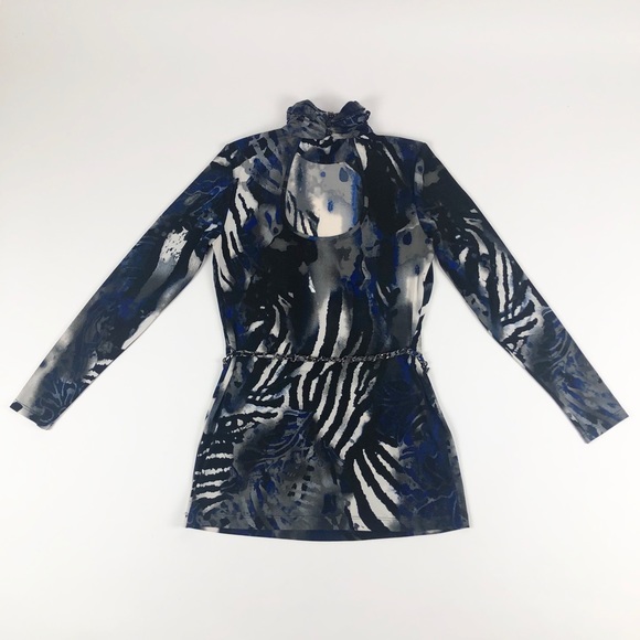 Cache Zebra Mock Neck Open Back Top - Picture 4 of 8